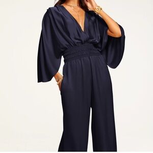 Ramy Brook Blue Wide-Leg Kimono Jumpsuit